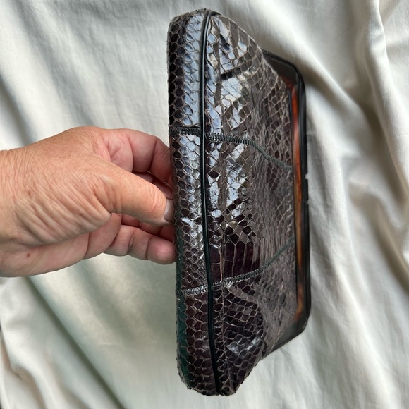 Vintage Margolm Snakeskin Bakelite Tortoise Clutch Evening Bag - Picture 3 of 6